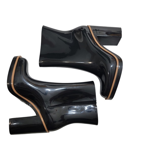 Melissa Classic Chunky Heel Waterproof Rain Boots Square Toe Wellie Black Size 6 - Picture 2 of 16